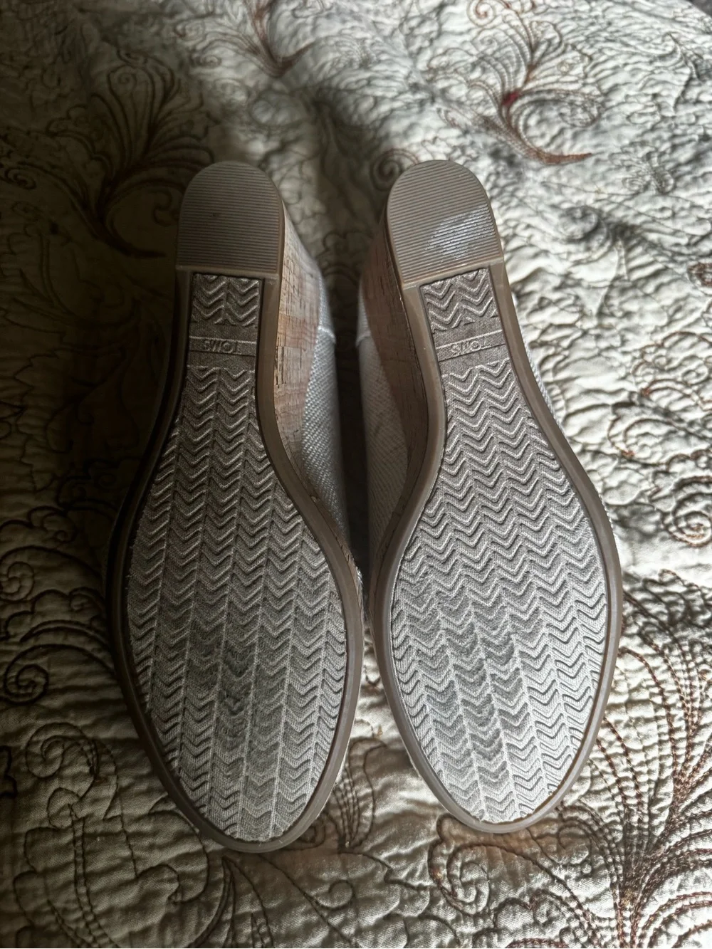 TOMS Women's beige/grey Open-Toe Heels wedges